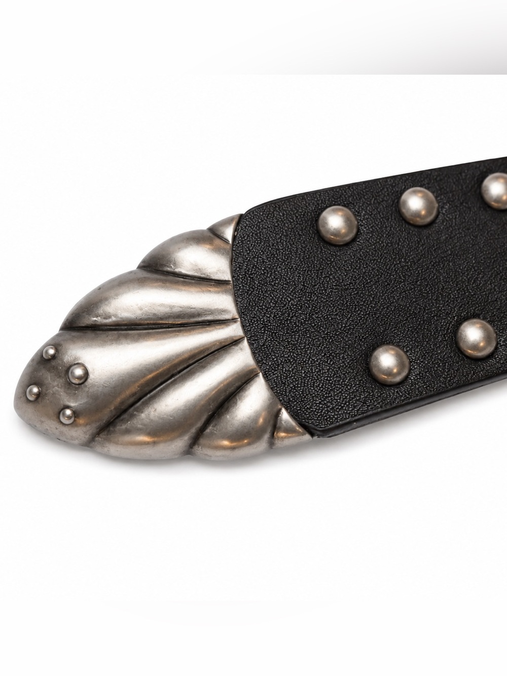 Good American Black Leather Studded Belt w/ Dust Bag BNWT XXS/XS Western - Picture 4 of 9